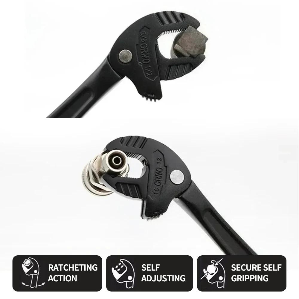 Heavy-Duty Industrial Crab Claw Wrench - Quick-Adaptive Ratchet, Wide Jaw Adjustable Tool for Automotive Repair, Plumbing