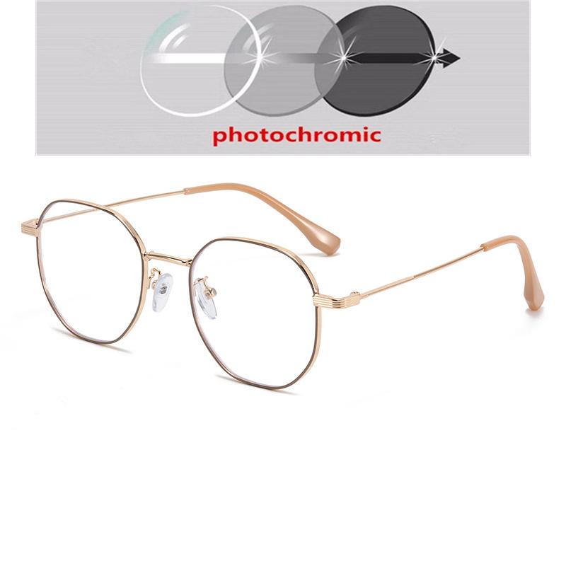 Metal Student Polygon Nearsighted Glasses For Women Men Rose Gold Frame Minus Sight Eyeglasses Prescription 0 -0.5 -0.75 To -6.0