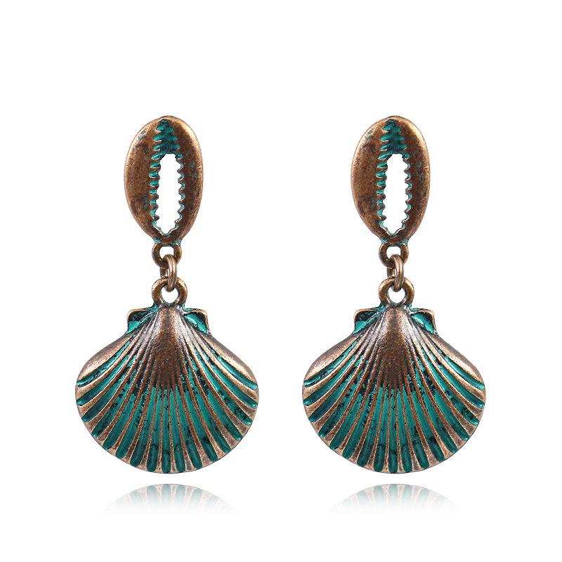 

Vintage Earrings Starfish Shell Dangle Drop Earrings For Women Boho Statement Zircon Anti-Copper Brass Alloy Earrings Brincos