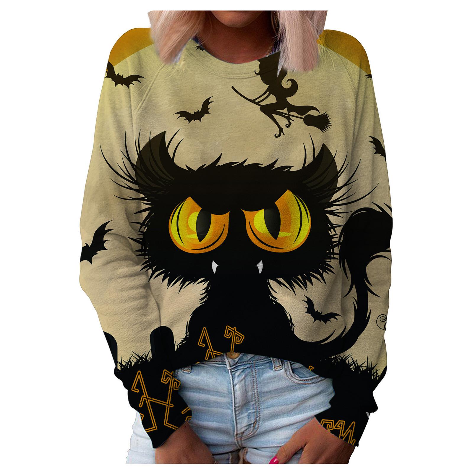 

Fashion Women’s Causal Halloween Print Pullover Sweatshirt Blouse Tops L бежевый