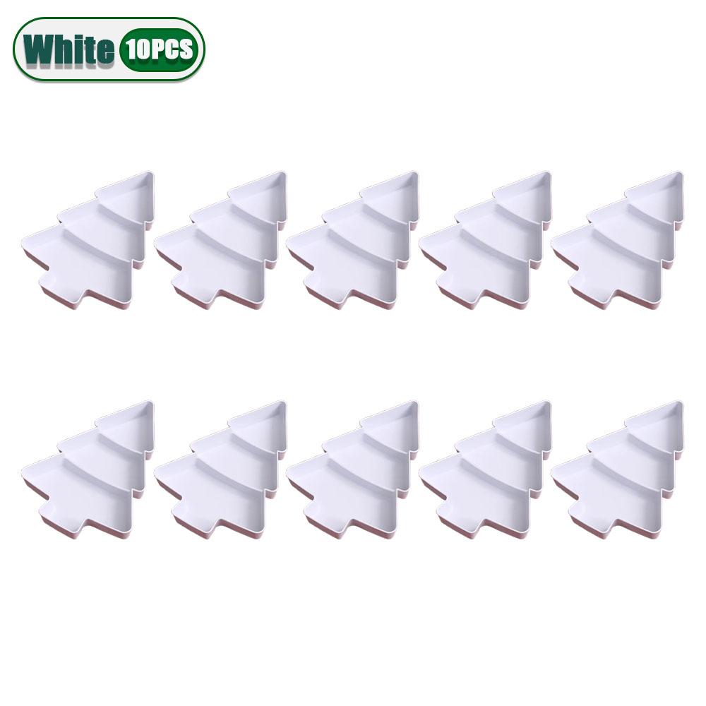 1-10PCS Christmas Plastic Candy Snack Plates Divided Fruit Plates Christmas Tree Shape Melon Seed Tray Home Party Decor