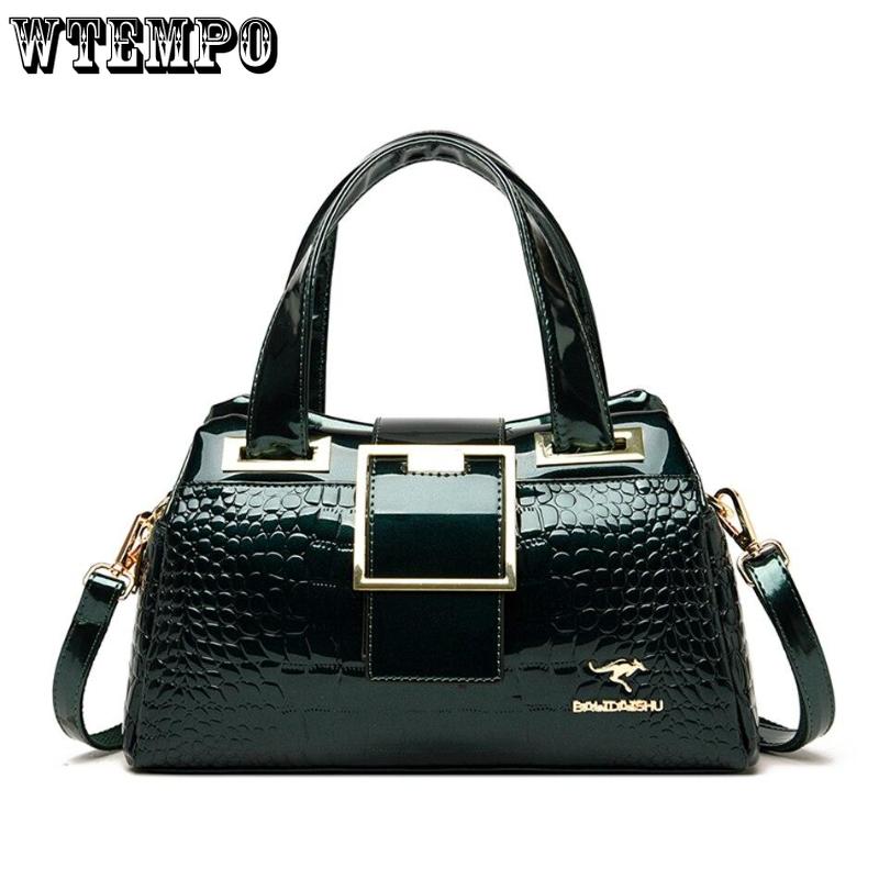 WTEMPO 2-schichtige Große Kapazität Einkaufstasche Luxus Handtaschen Frauen Taschen Designer Krokodil Muster Damen Boston Schulter Tasche Hohe Qualität