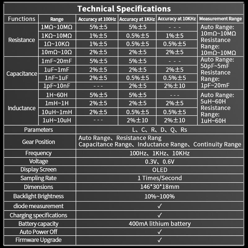 ZOYI ZT-DQ01 Intelligent LCR Tester digital bridge 100KHz , automatic measurement of resistance, capacitance and inductance