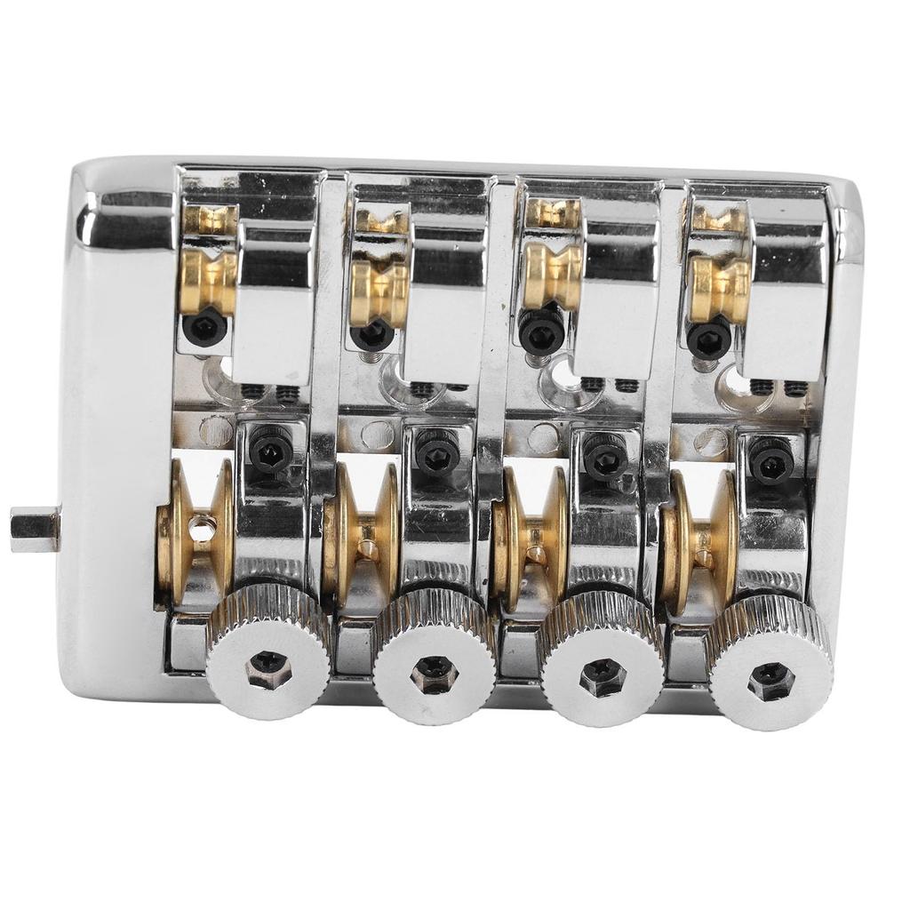 Cryfokt 4-String Headless Electric Bass Bridge with String Lock Zinc Alloy Brass Replacement Part Silver Smooth and Precise String Action