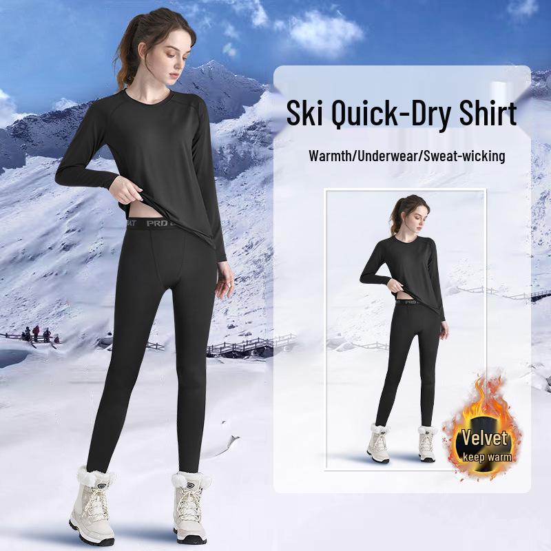 

Women s Quick-Dry Ski Thermal Underwear Set - Winter Velvet Base Layer & Outdoor Gear XXXXXL [Recommended 200-220 lbs]