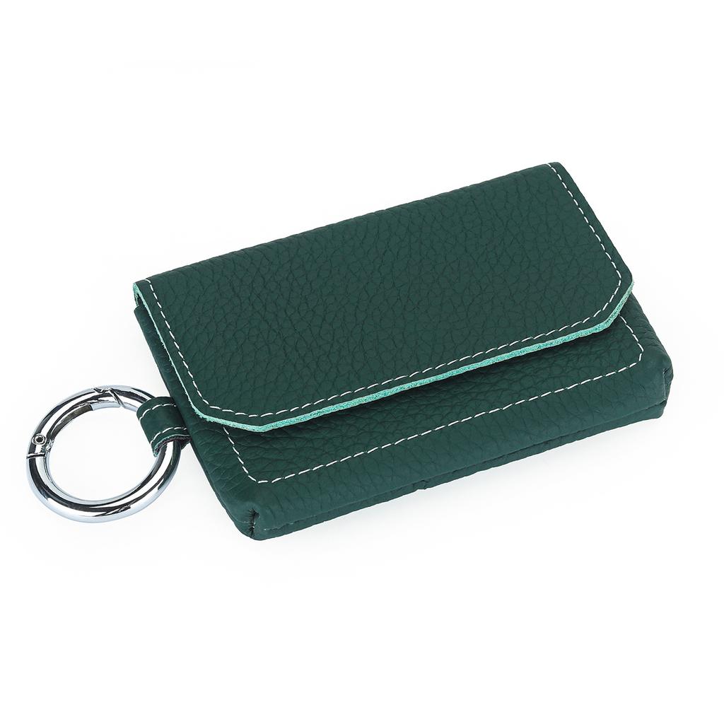Weiche Leder-Druckknopf-Kartenbörse mit Schlüsselring - Mini-Tasche für Damen mit Geldfach, Tragbare Aufbewahrung für Karten, Bargeld & Ausweis