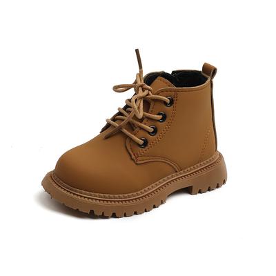 2024 Kinder Jungen Stiefeletten Seitlicher Reißverschluss Schnürstiefel Vielseitige weiche Mädchen Casual Kurze Stiefel Mode Kinderschuhe Britannien Stil Niedlich
