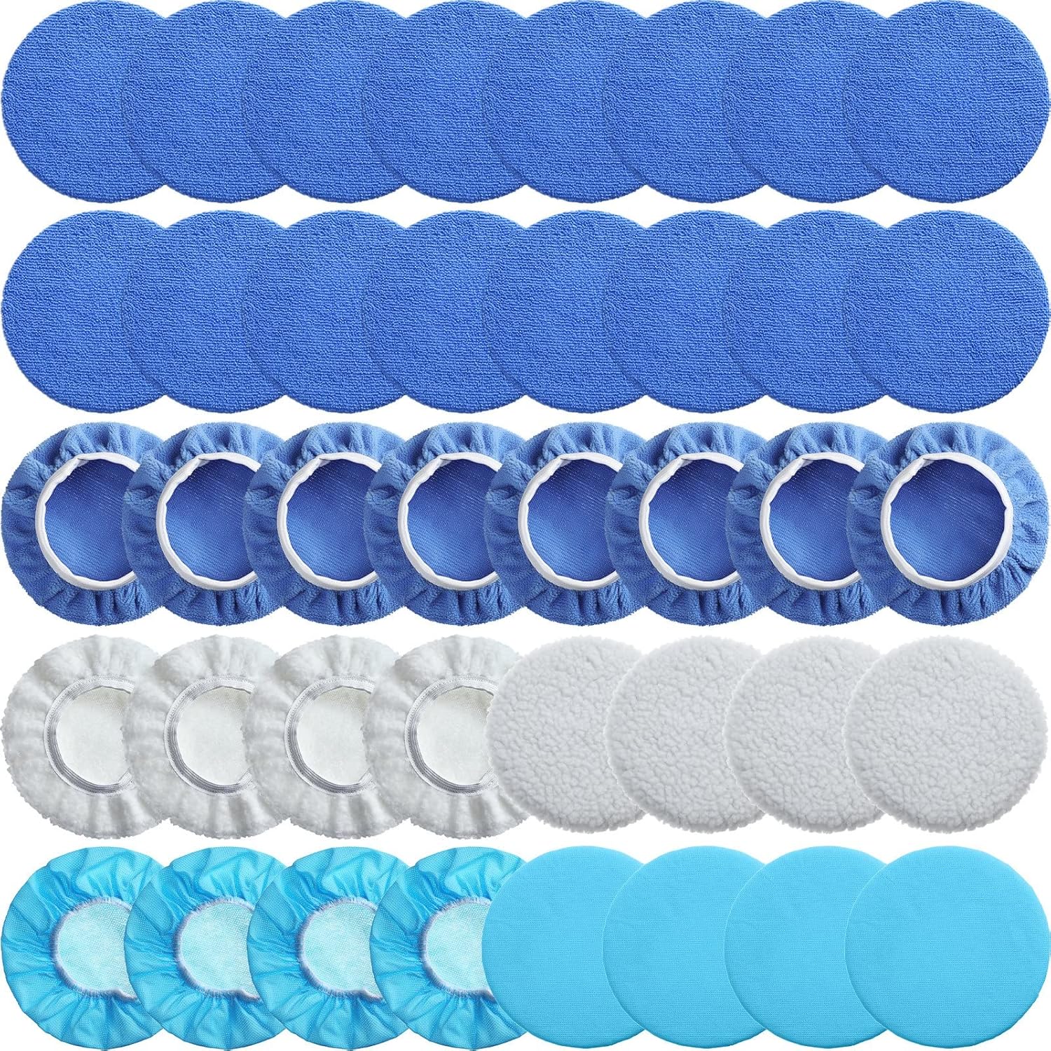 

Mudder 40 Pieces Buffer Pads Cover Car Polisher Bonnet Orbital Buffer Bonnets Microfiber Waxers Bonnet Set Including 24 Microfiber 8 Plush 8 Non 5-6 Inch
