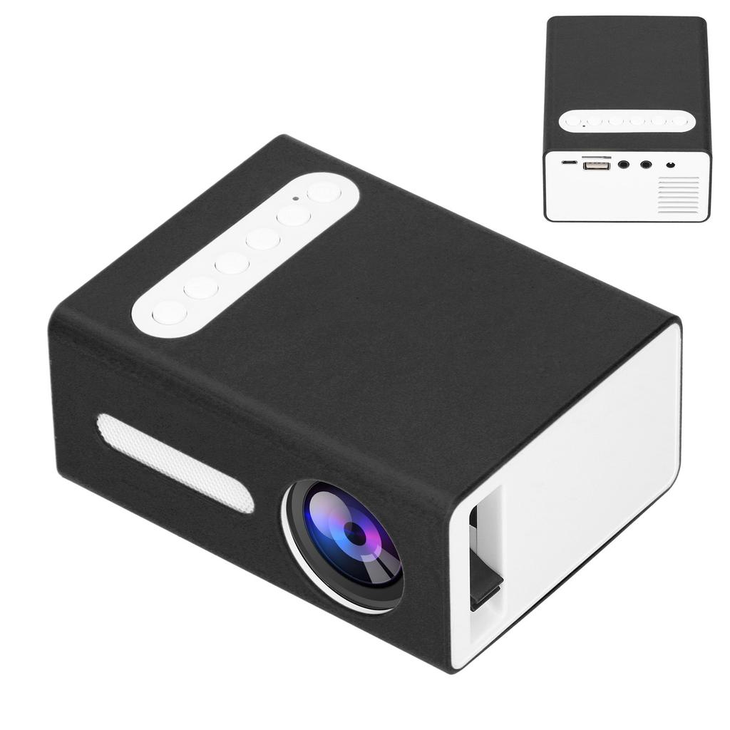 Mini Heimprojektor Tragbarer LED Heimmedien Videoplayer Kinderkino T300 (Schwarz-Weiss )