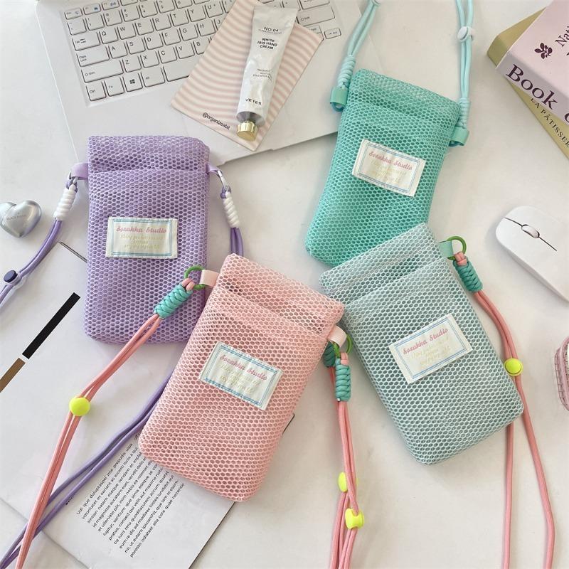 Summer New Fresh Mobile Phone Bag for Women Style Cute Shoulder Bag Crossbody Mesh Portable Cosmetics Storage Pouc Crossbody Bag