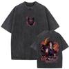 T-shirt délavé à motif Black Dead Mou, inspiré de l'anime japonais Demon Slayer Blade, pour les fans d'anime.