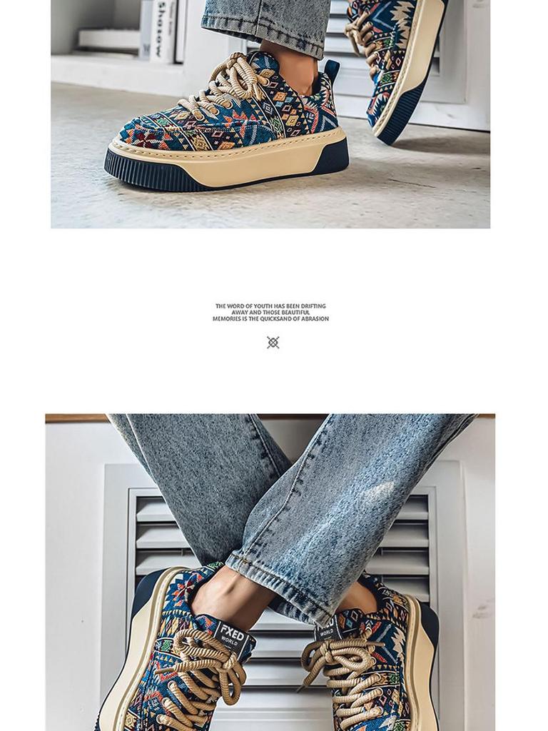 Pánské trendy retro plátěné tenisky s nízkým svrškem - ležérní jarní/letní streetový styl