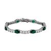Prong Setting Two Tone Oval and Round CZ Tennis Bracelet Rhodium Plated Brass Luxury Couple Jewelry  Gift