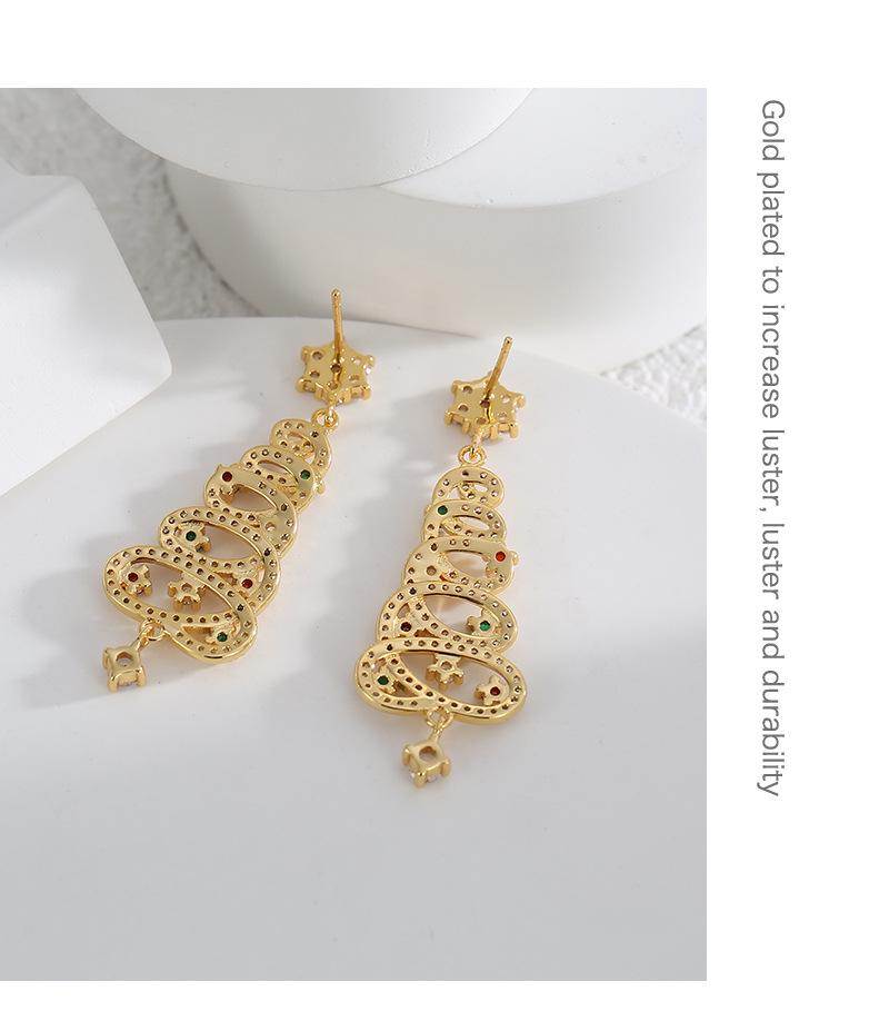 E0535 European & American Christmas Tree Snowflake Zircon Stud & Dangle Earrings for Women