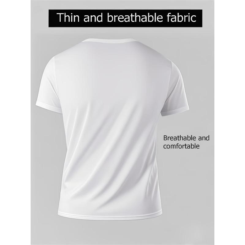 Men'S HOPE Pattern T-Shirt - Soft Stretch Fabric Fitness Top, Casual Wear - Breathable Summer Top, Ideal Gift for Him
