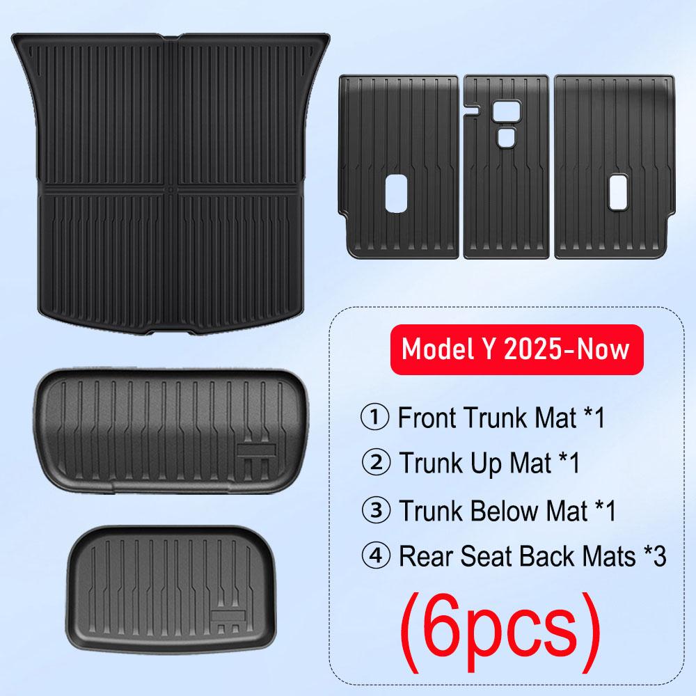 For Tesla Model Y Juniper 2025 2026 Front Rear Trunk Mats Cargo Mat Liner Seat Back Cover Pads All Weather Interior Accessories