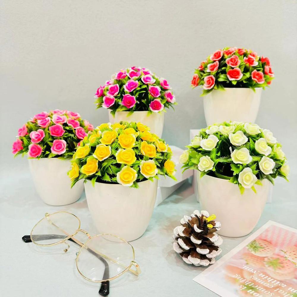 Plastic Indoor Decorative Sphere With Faux Fuchsia Flowers For Office Displays