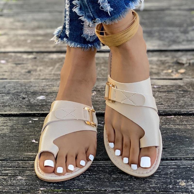 Large Size - Flat Bottom Set of Toe Slippers Women's Summer Flat Bottom Sandals Women