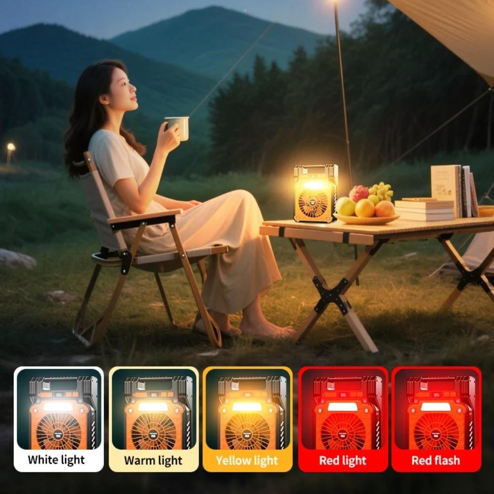 Outdoor camping fan portable USB tent lighting LED multifunctional Amazon camping solar electric fan