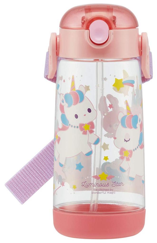 Skater Children's Water Bottle with Straw, Clear Unicorn Design, 480ml, Girls' PDSH5