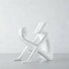 Abstract Sculpture Matte Human Figurine Modern Seated Statue for Art Lovers, Homeowners, Living