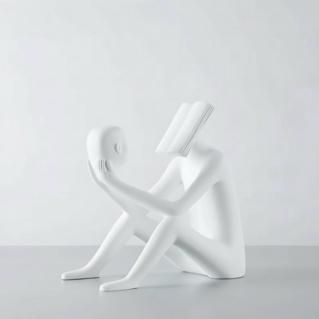Abstract Sculpture Matte Human Figurine Modern Seated Statue for Art Lovers, Homeowners, Living