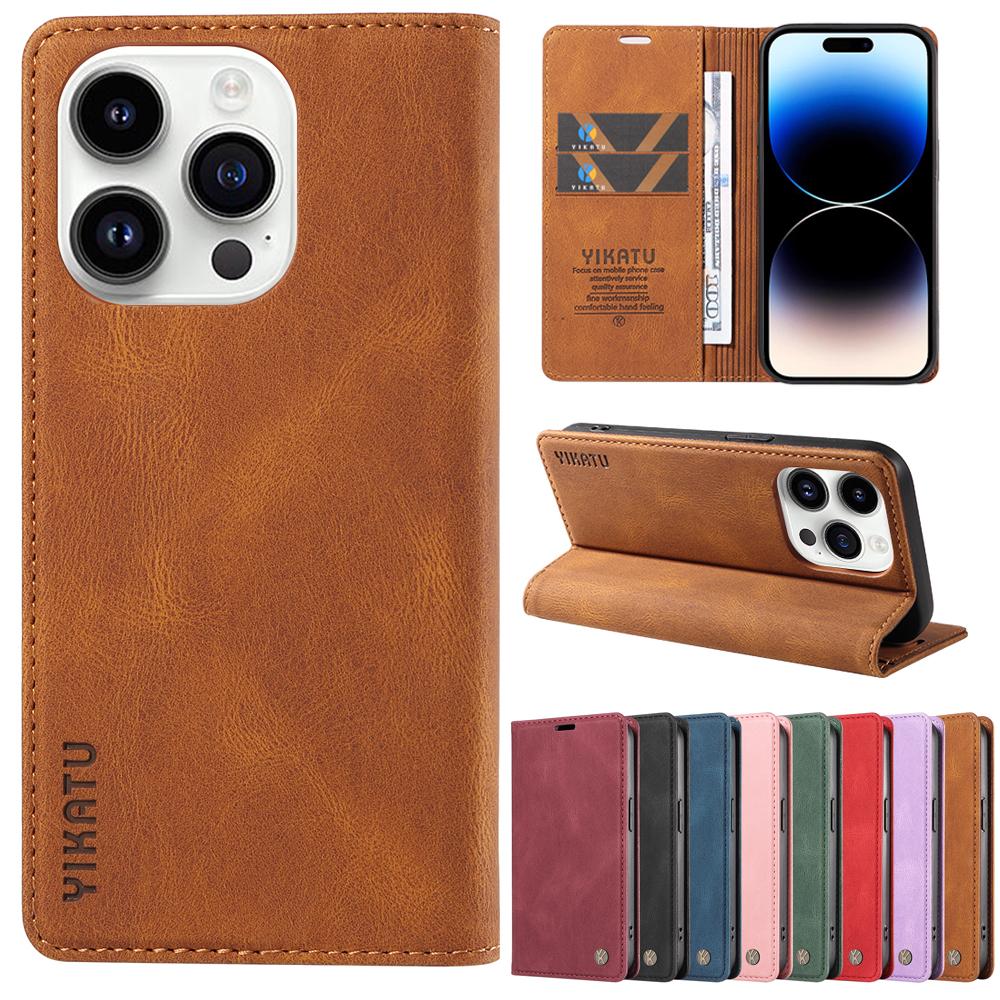 

Strong Magnetic Suction Card Insertion Wallet Flip Leather Case for iPhone 15 14Plus 13 12 11 Pro Max for Samsung S23 S22 S21 S20 Ultra Plus A14 A54