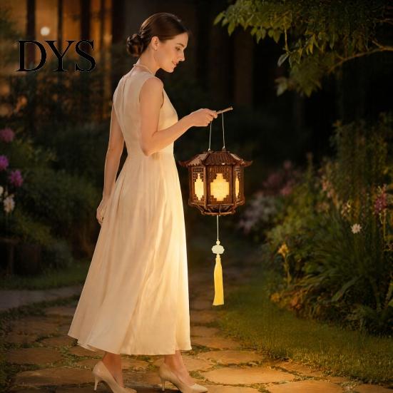 Chinese Lantern Making Kit DIY Vintage Palace for Kids, Style Wooden Frame Traditional Brocade Crafts, Material Set Mid-Autumn Festival Celebration