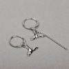 [Aslit] Pipe Ring Earrings Silver 925 Unbalanced Whale Tail