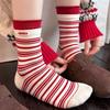 Bow Stripe New Year'S Big Red Socks Women'S Mid-Tube Socks Pure Cotton Edge Horse Year Stockings