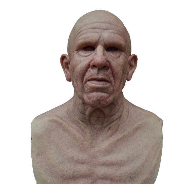 A cross-mirror Halloween new old man mask old lady hood dress up props spot old man