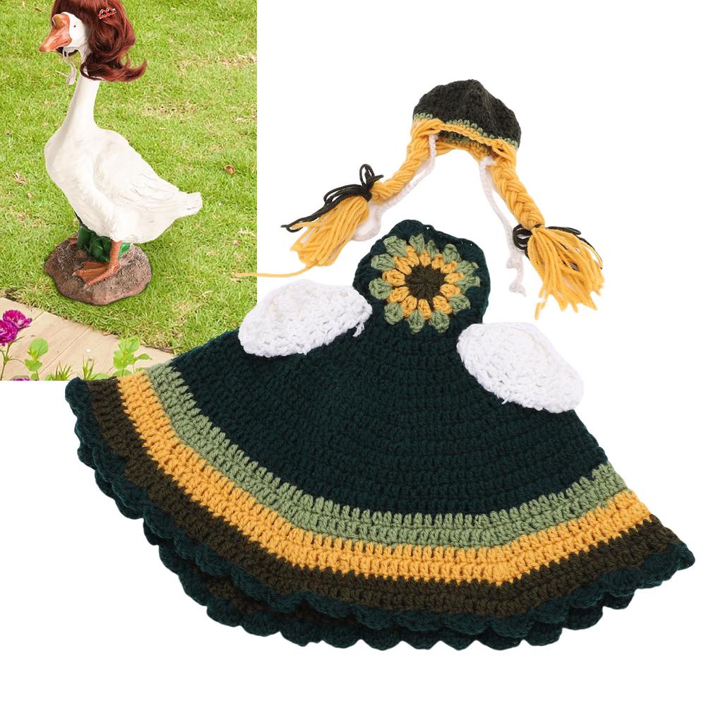 Fall Porch Goose Outfits Hand Woven Goose Costume For Outdoor Lawn Garden Courtyard Yellow Green