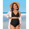 CHARMLEAKS Maternity Swimsuit Women Two Piece High Waist Bikini Scallop Trim Bathing Suit Pregnancy Swimwear