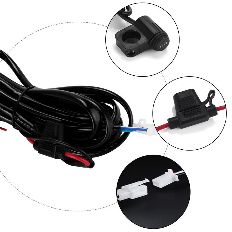 1.6M 2.2M Relay Harness Wiring Fog Lights Wire Switch Harness 12V 40A For Led Motorcycle Headlights Auxiliary Spot Light Cable