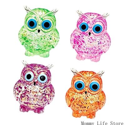 4Pcs Elastic Owl Squeeze Toy Safe Tpr Stress Reliever For Office School Home Use To Reduce Stress And Tension