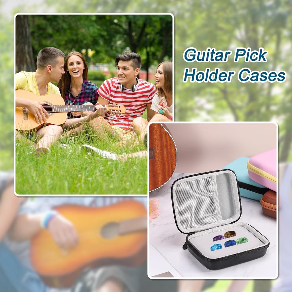 Uxcell Gitarrenplektrumhalter Künstliche PU-Plektrumtasche für Pinke Box, Leder, Akustik-/E-Gitarren,