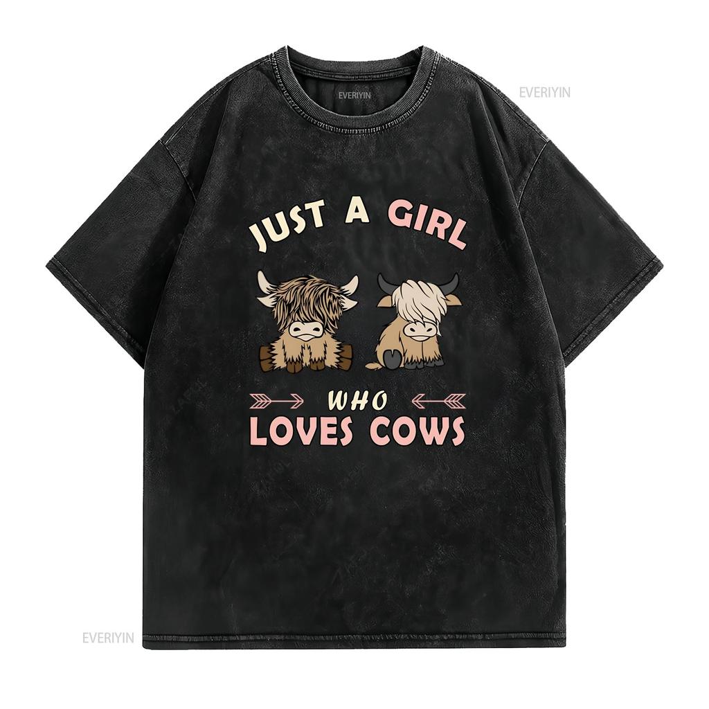 Just Girl Who Loves Cows Fashion  T Shirt Women Soft Stretchy Summer Top Unique Print Design Cute Trendy Daily Wear Cow Lover