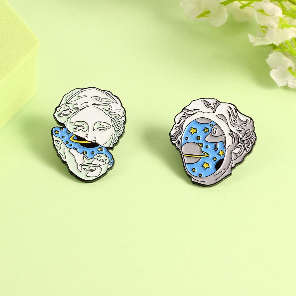 Starry Sky Character Alloy Brooch - Trendy Fashion Accessory Badge