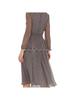 Spring/Summer 2023 Chiffon Polka Dot Long Sleeve Formal Dress (Coffee/Black)