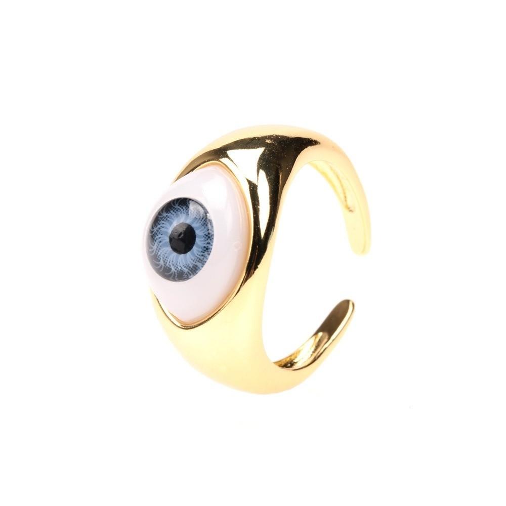 

Vintage Resin Eyes Ring Personalized Punk Eyeball Ring Overlay Demon Eyes Finger Ring Girls темно-синий