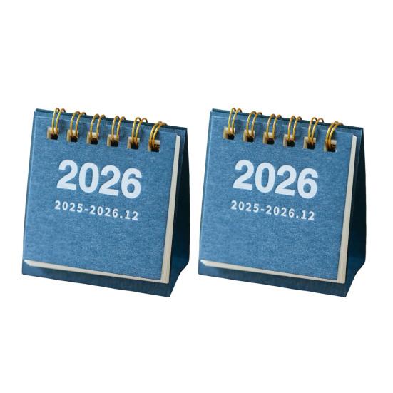 

2 шт. Мини настольный календарь Окт. 2025-дек.. 2026 14 Ежемесячный 2pcs синий