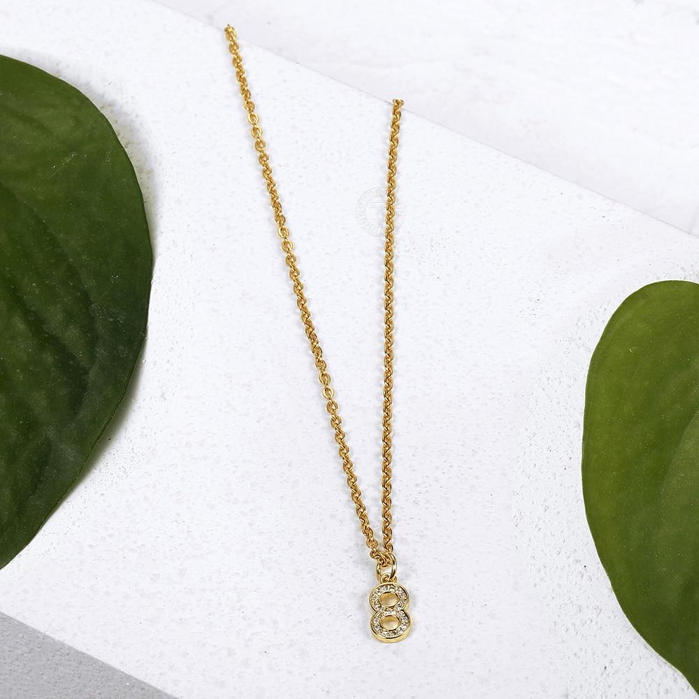 Cute Number 0 1 2 3 4 5 6 7 8 9 CZ Pendant Birthday Lucky Number Charm Necklace Rolo Chain Adjustable KN652