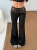 Patchwork-Yoga-Hose mit Leopardenmuster, mittlere Taille, ausgestelltes Bein, für Damen