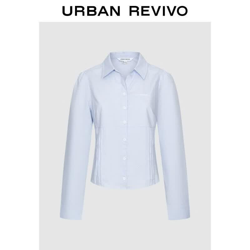 UR2026 Women's Embroidered Pleated Button-Front Shirt