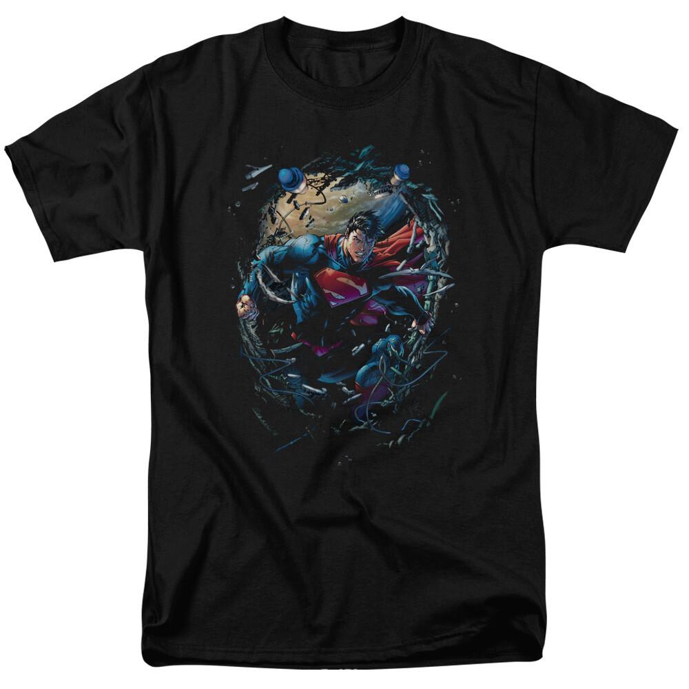 26 Superman Breaking Space T Shirt Licensed Comic Book Movie Tee Black Unisex T-Shirt XXXL