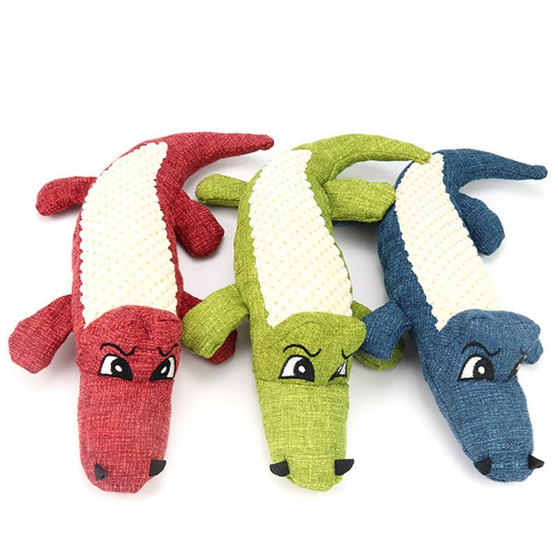 Interactive Dog Toy Resilient Plush Material Crocodile Design Wholesale