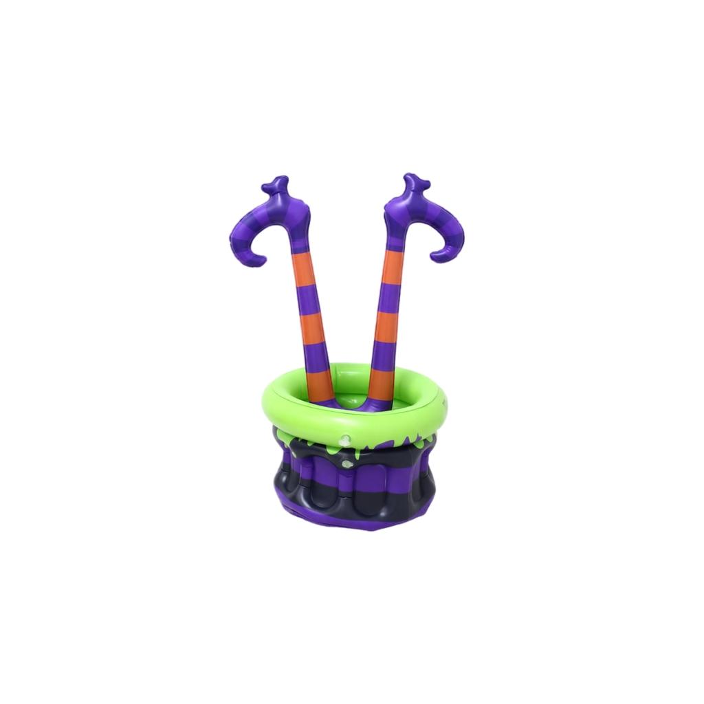 Inflatable Witch Leg Cauldron Cooler Large Capacity Beverage Bucket for Halloween Party Festival Decoration and Storage