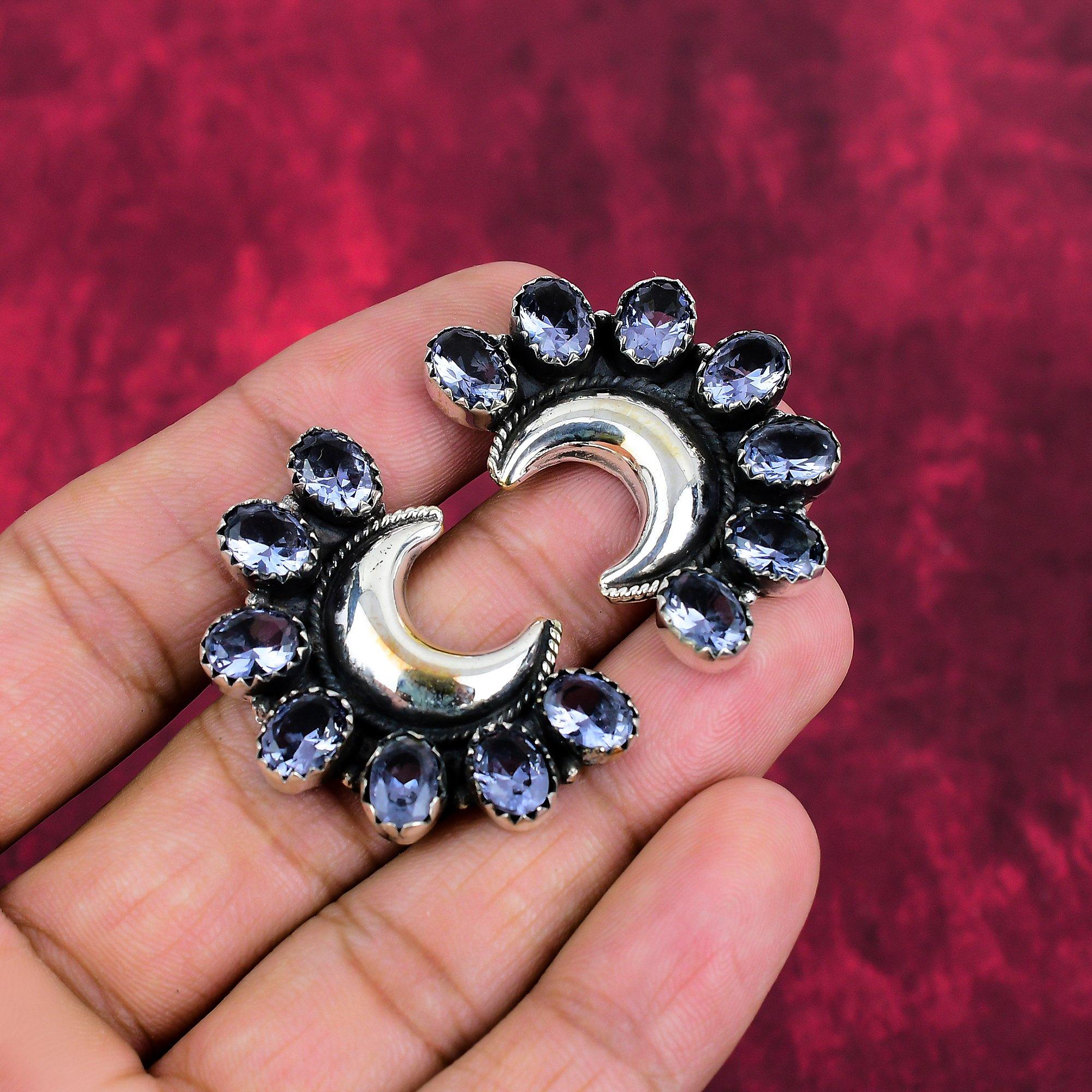 

Серьги с аметистом, ювелирные изделия из драгоценных камней, серьги из цельного серебра 925 пробы, подарок для женщин, серьги ручной работы 1.57 Inches синий