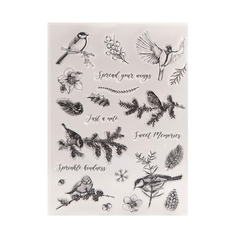 Silicone Seal Stamp Winter Birds Scrapbooking Card Making Embossing Photo Album 1