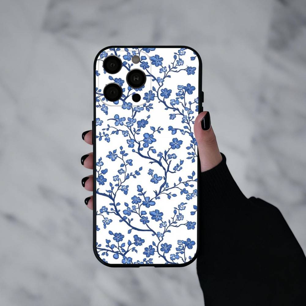 B-blue and W-white China Phone Case For iPhone 17pro,16,15,14,13,12,11 Plus,Pro Max,XS,Soft Silicone Black Cover